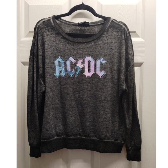 ACDC Women's size XS Graphic Band Logo Long Sleeve Lightweight Burnout T-Shirt - Picture 1 of 5